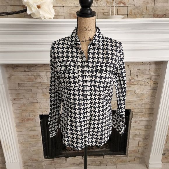Michael Kors‎ black and white button front shirt women's size medium - Picture 1 of 6